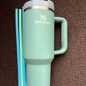 40oz Stanley Tumbler in Eucalyptus with 3 silicone straws (no hard straw)